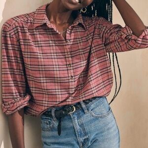 Faherty Olli Long Sleeve Popover Flannel Shirt Sz Small in Mountain View Plaid